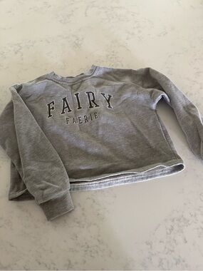 Forever 21 Grey 'Fairy Faerie' Girls Cropped Sweatshirt 9/10